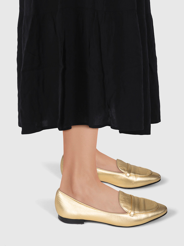 Malone Souliers Gold Leather Loafers