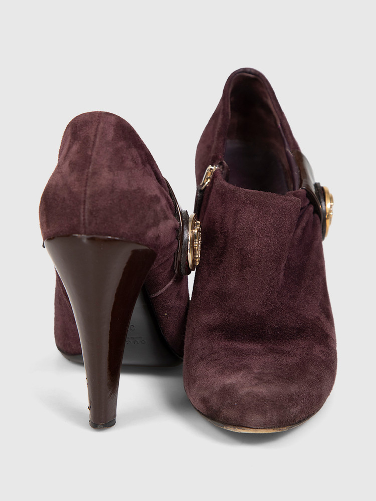 Gucci Purple Suede Heeled Ankle Boots
