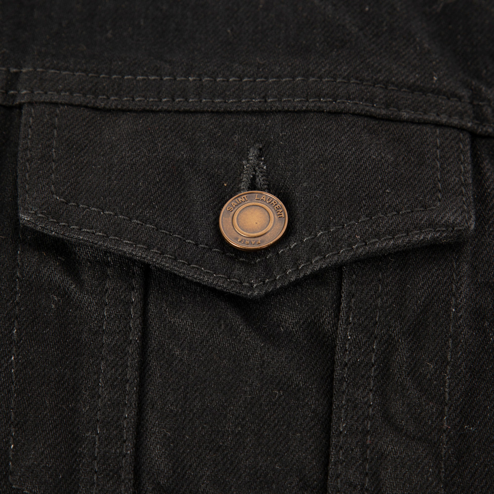 Saint Laurent Black Denim Leather Collar Jacket