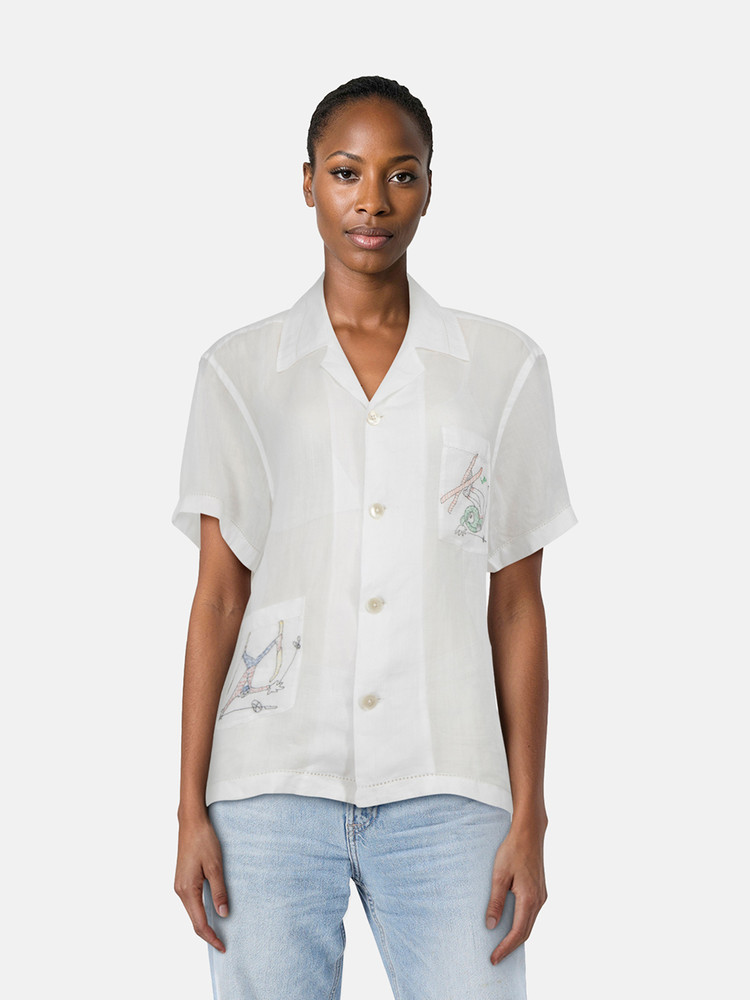 Bode Skiers Embroidered Camp Shirt