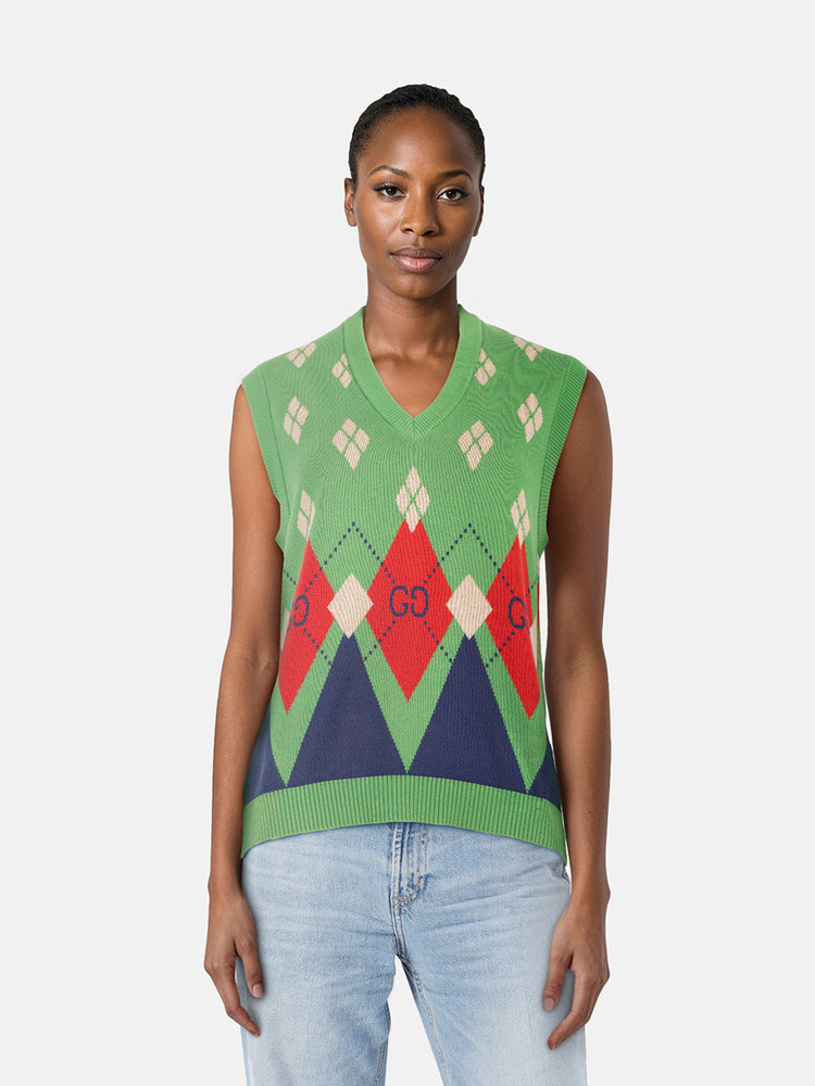Gucci GG Argyle Knit Sweater Vest