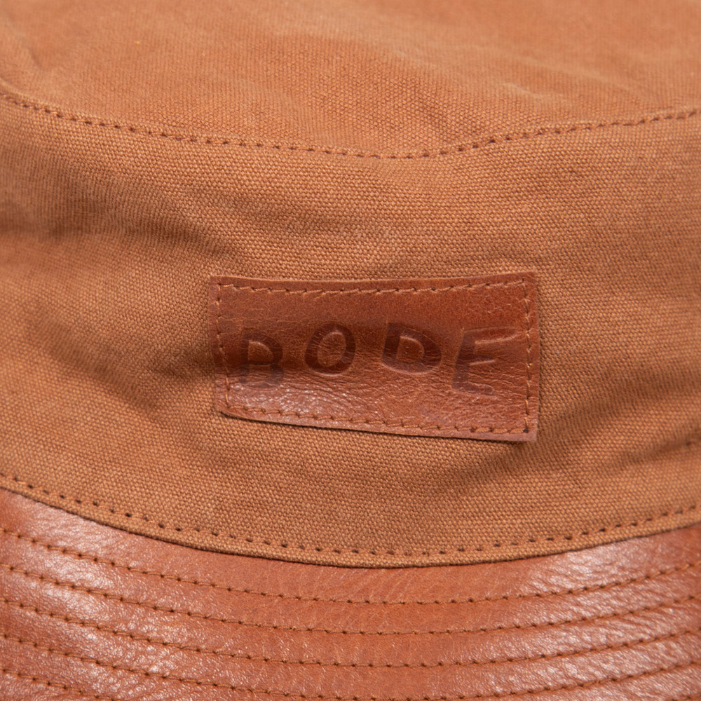Bode Brown Leather Trim Bucket Hat