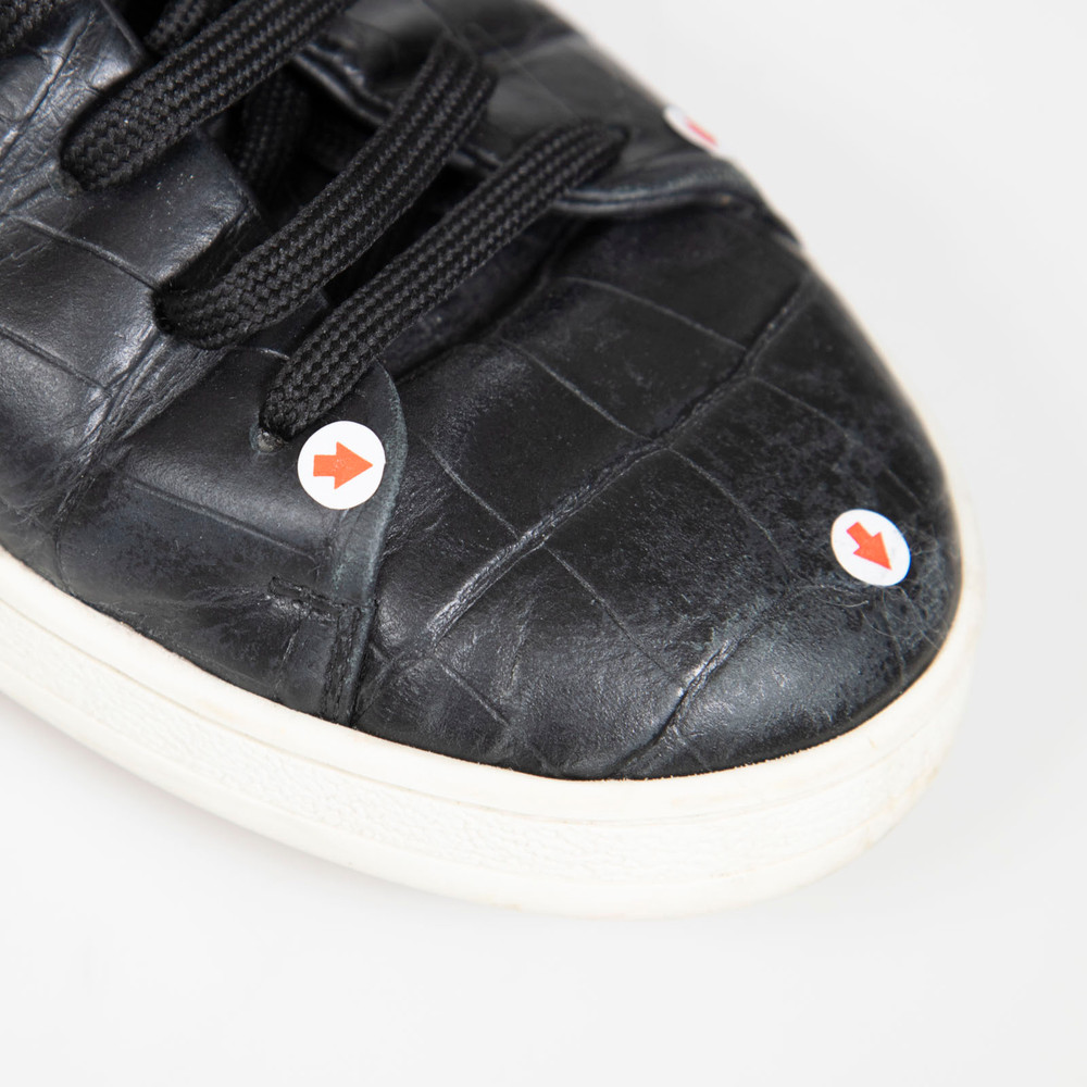 Louis Vuitton Black Croc Embossed Frontrow Trainers