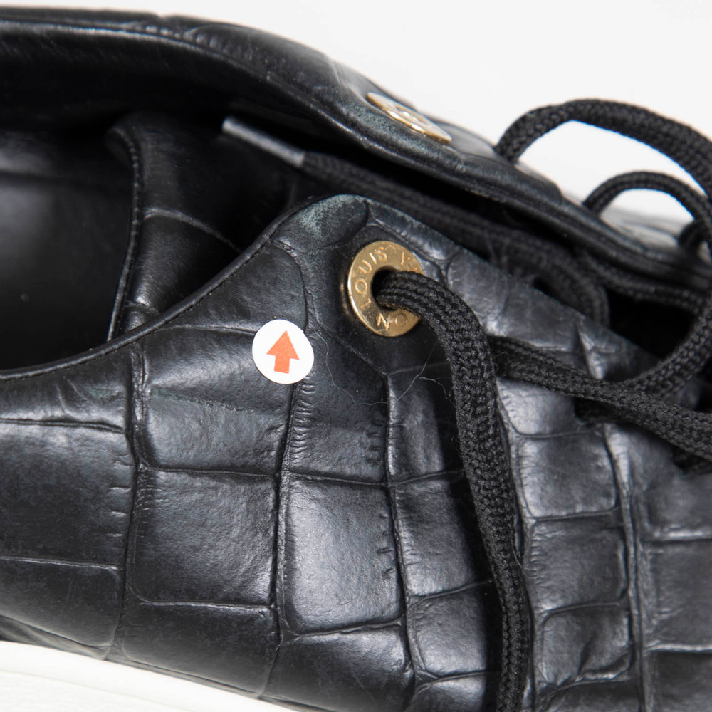 Louis Vuitton Black Croc Embossed Frontrow Trainers