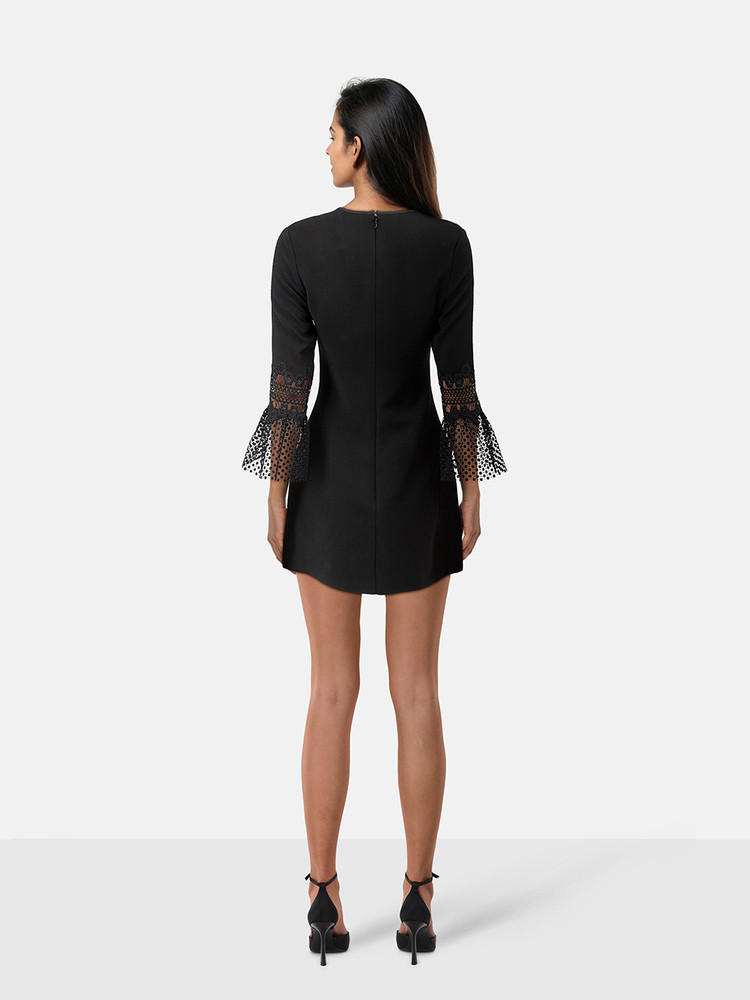 Self-Portrait Black Bell Sleeve Shift Dress