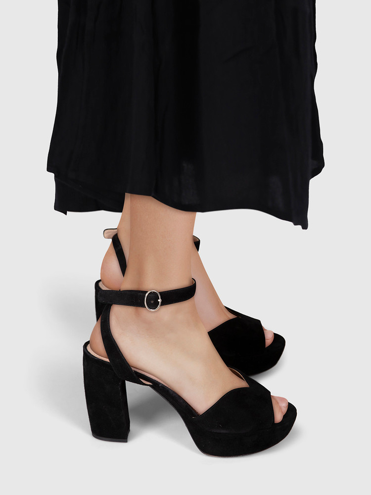 Miu Miu Black Suede Platform Sandals