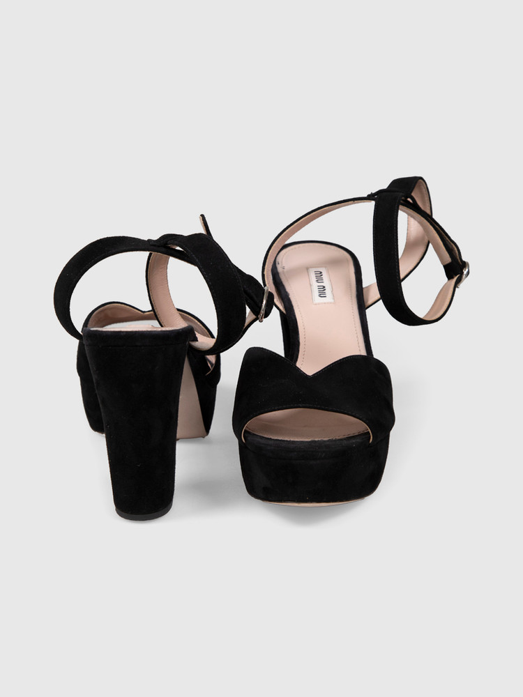 Miu Miu Black Suede Platform Sandals