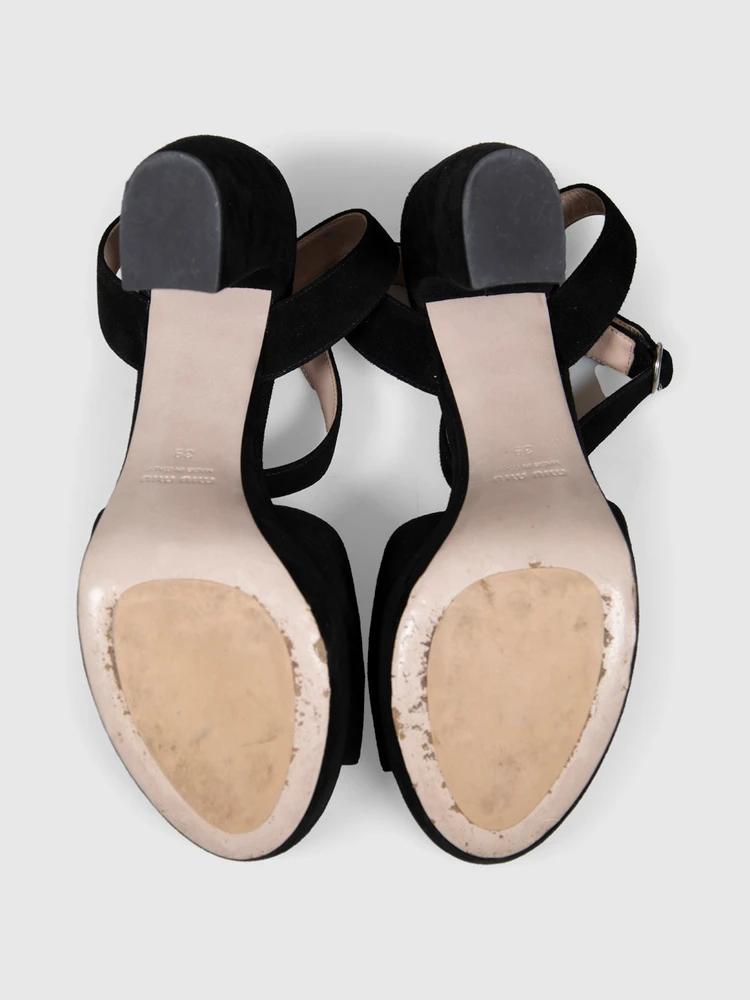 Miu Miu Black Suede Platform Sandals