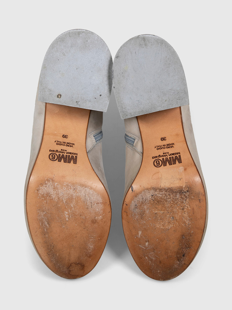 Maison Margiela MM6 Grey Nubuck Metallic Heel Boots