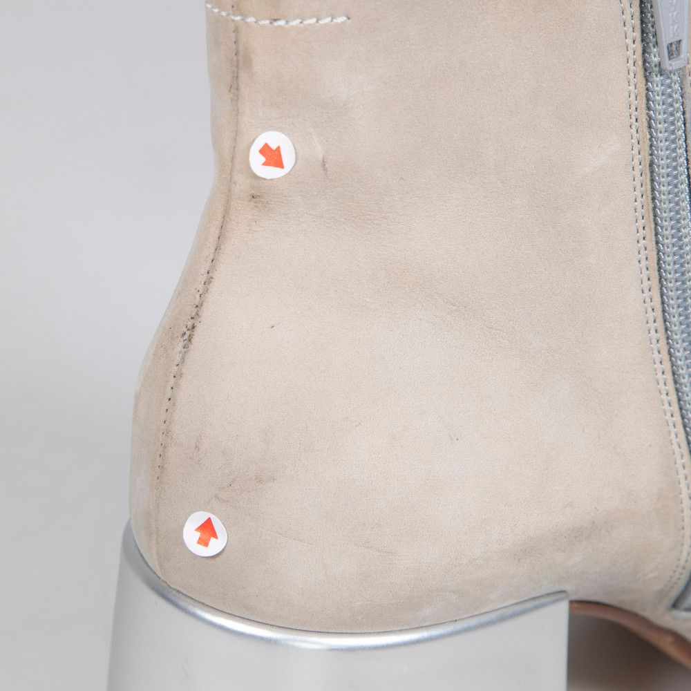 Maison Margiela MM6 Grey Nubuck Metallic Heel Boots