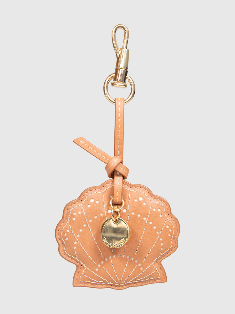 Zimmermann Brown & Pink Leather Seashell Keychain