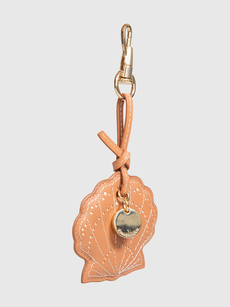 Zimmermann Brown & Pink Leather Seashell Keychain