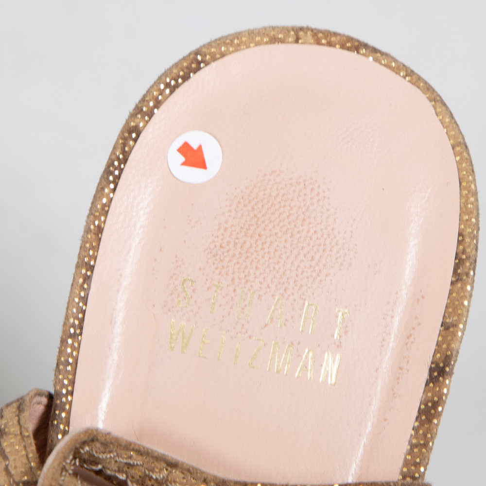Stuart Weitzman Gold Suede Platform Sandals