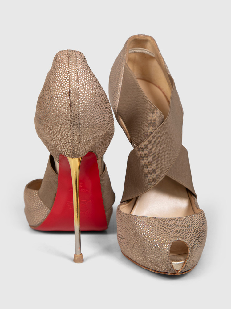 Christian Louboutin Gold Leather Big Dorcet High Heels