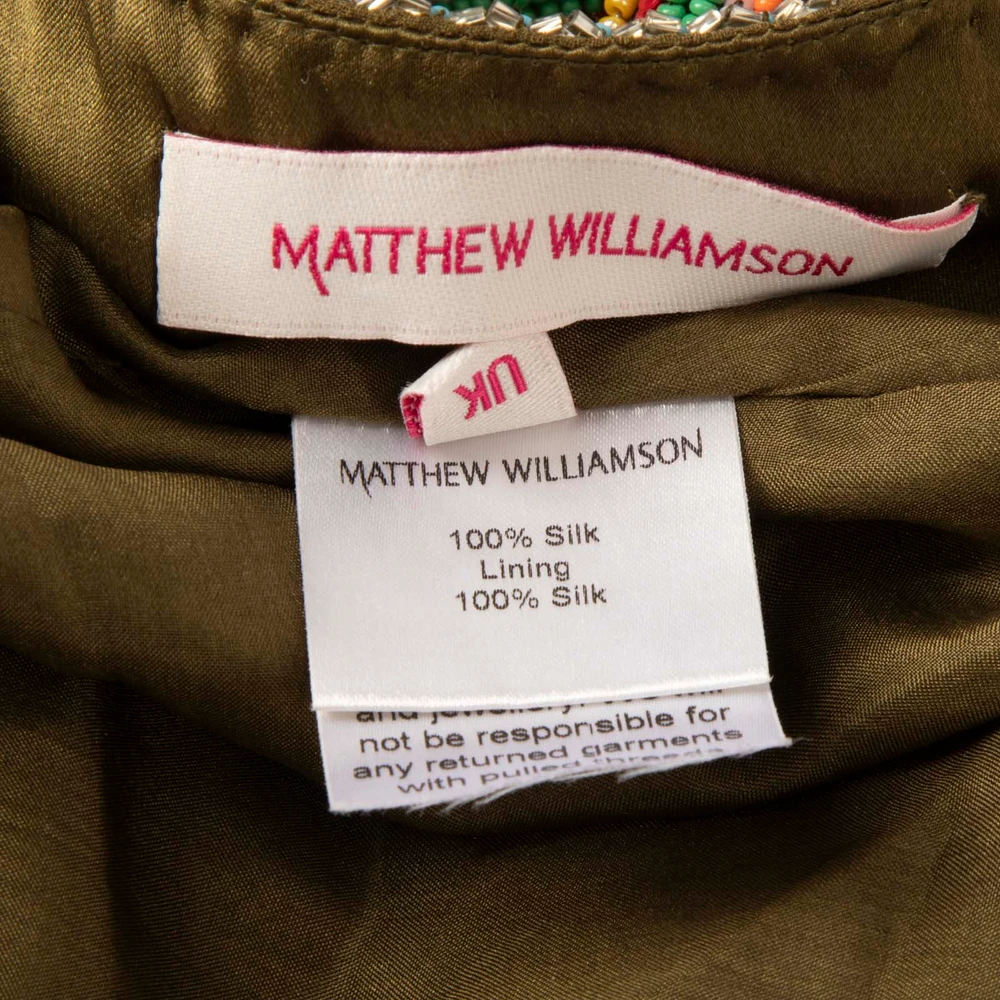 Matthew Williamson Green Silk Beaded Maxi Dress