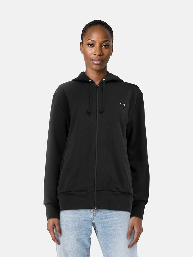 Comme Des Garcons Comme Des Garcons Play Black Zip Up Heart Hoodie