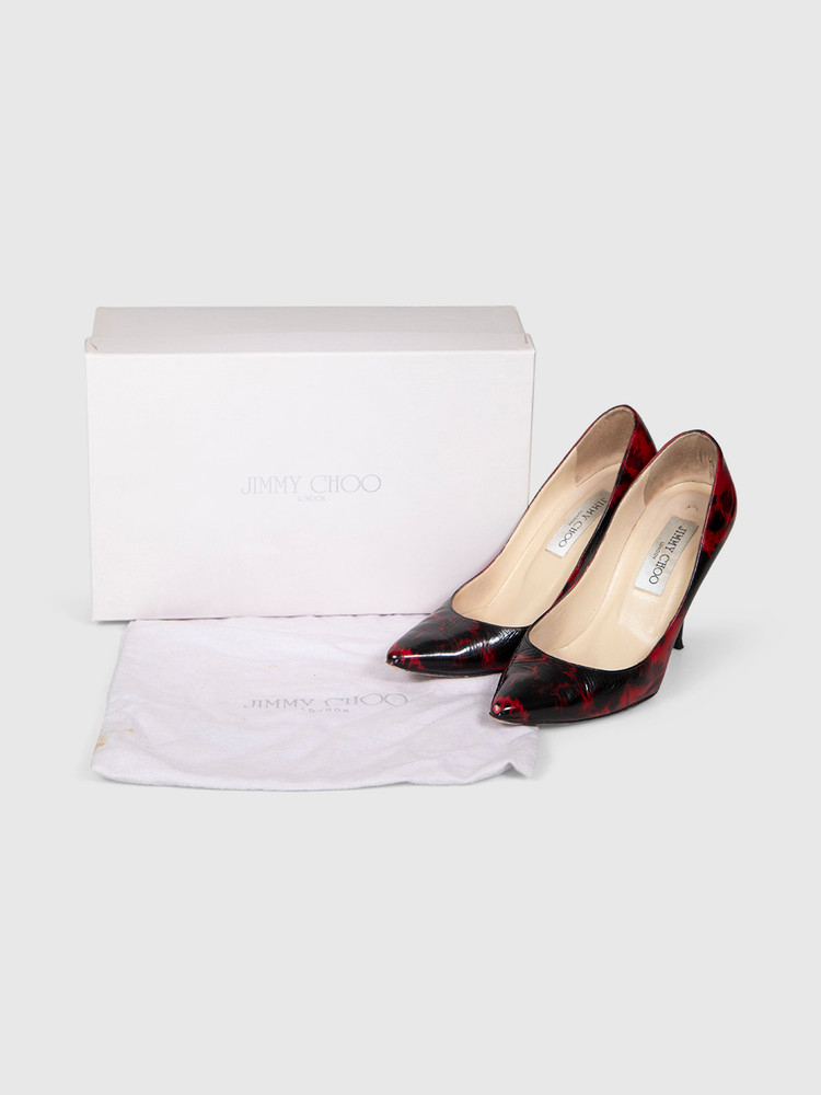 Jimmy Choo Black & Red Patent Romy Pumps