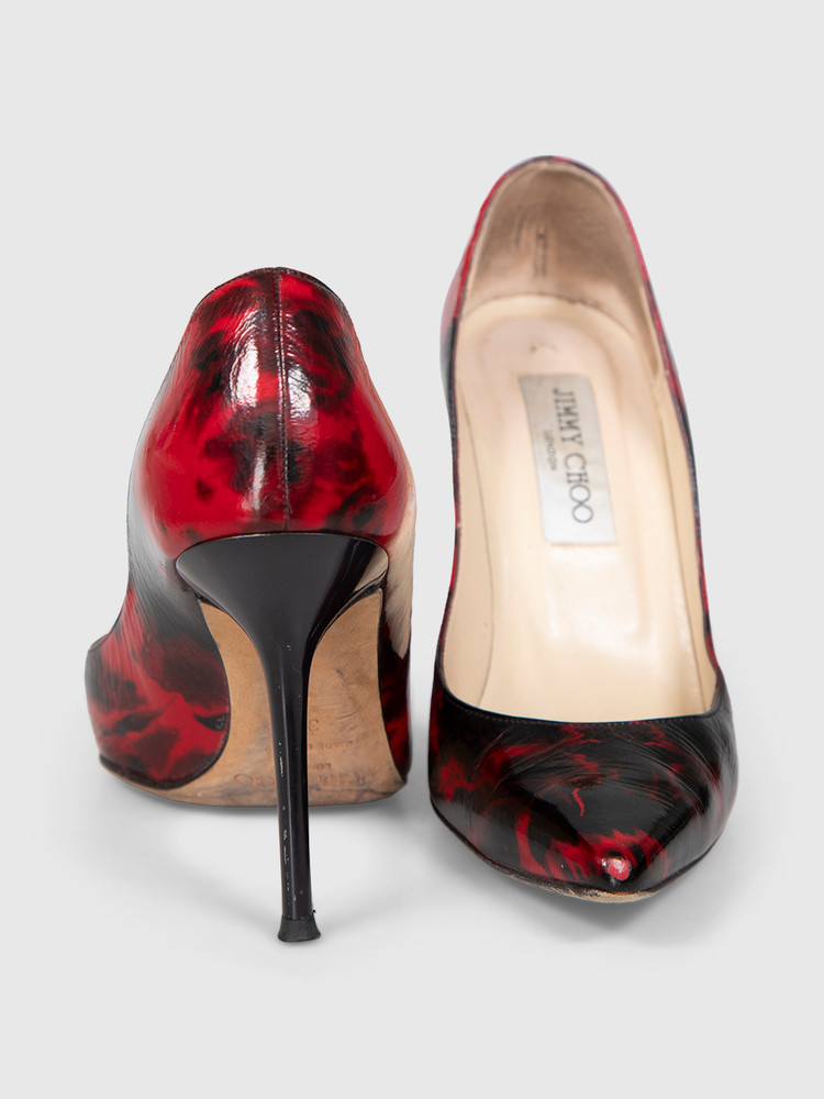Jimmy Choo Black & Red Patent Romy Pumps