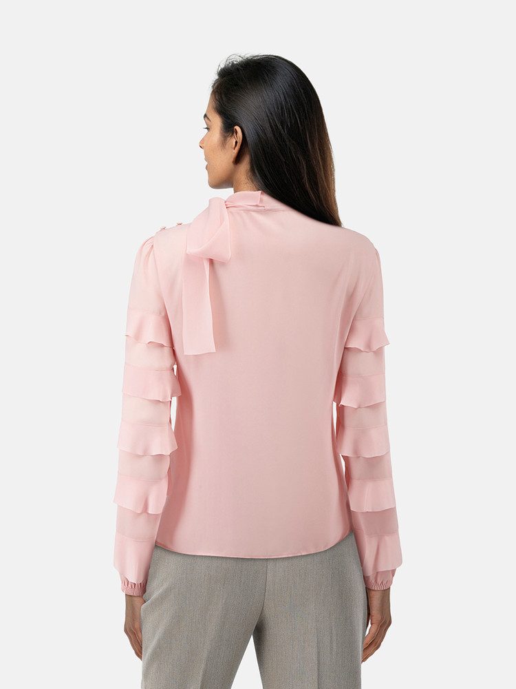 Valentino Garavani Pink Ruffle Sleeve Blouse