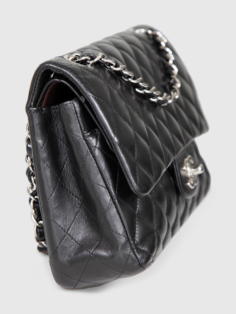 Chanel Black Quilted Lambskin Jumbo Double Flap Bag