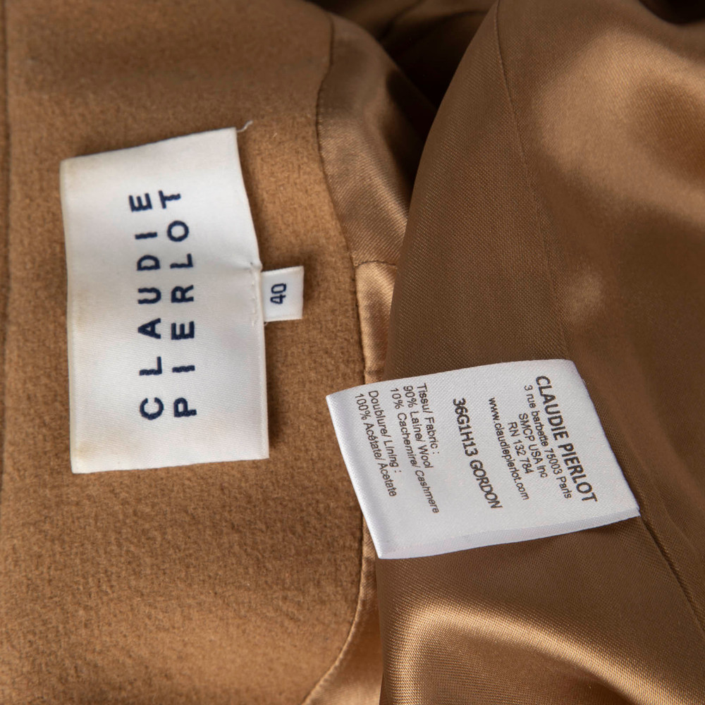 Claudie Pierlot Brown Wool Fur Trim Coat