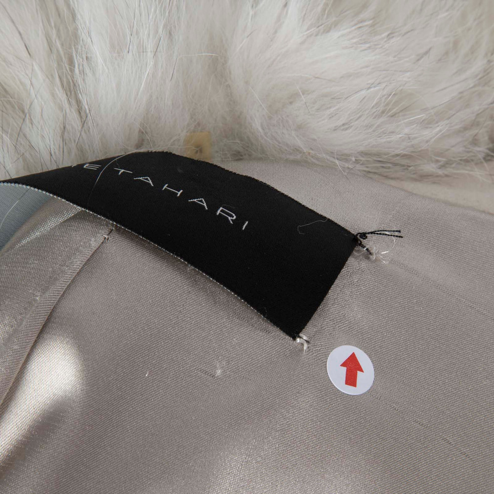 Elie Tahari Grey Wool Fur Trim Coat