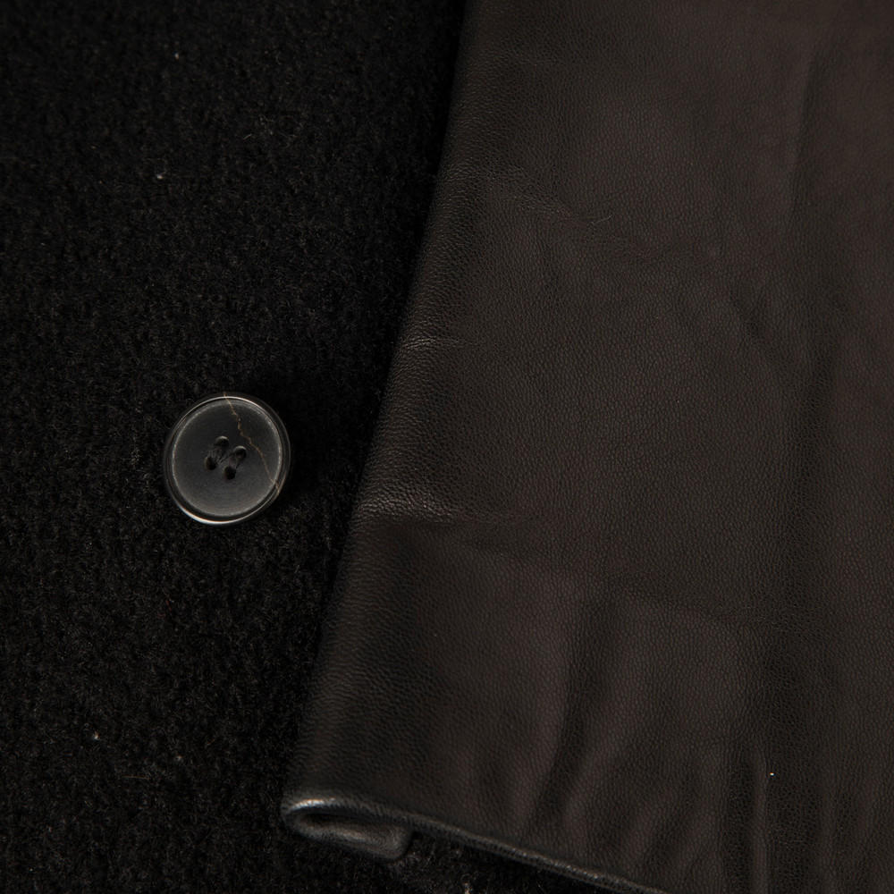 Club Monaco Black Wool & Lamb Leather Trim Coat