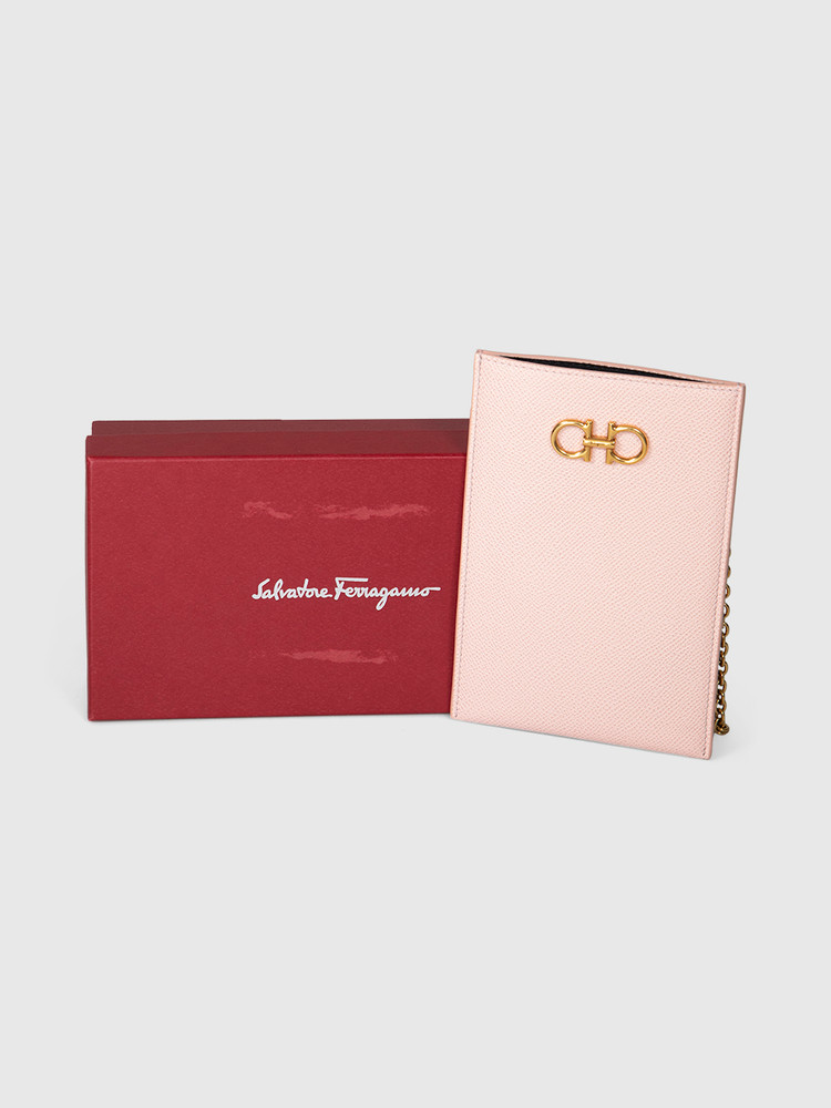 Salvatore Ferragamo Pink Gancini Leather Phone Case