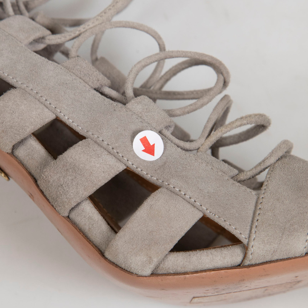 Aquazzura Grey Suede Lace Up Sandals