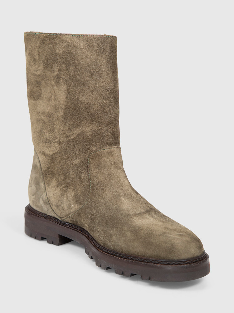 Manolo Blahnik Green Suede Shearling Lined Boots