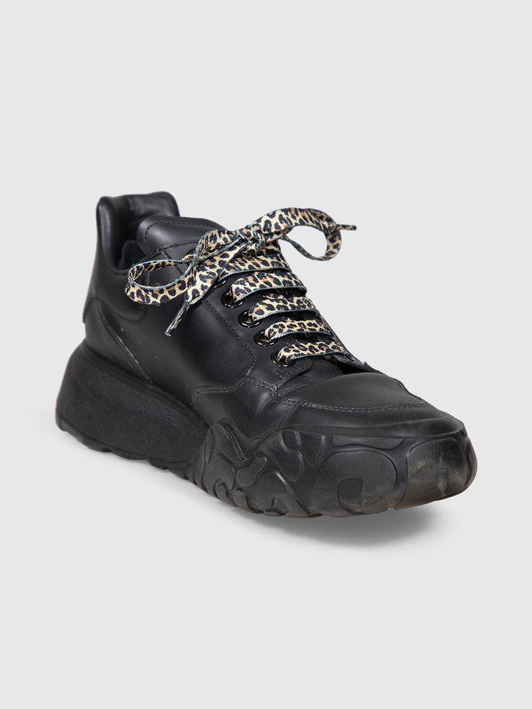 Alexander McQueen Oversized Black Leather Trainers
