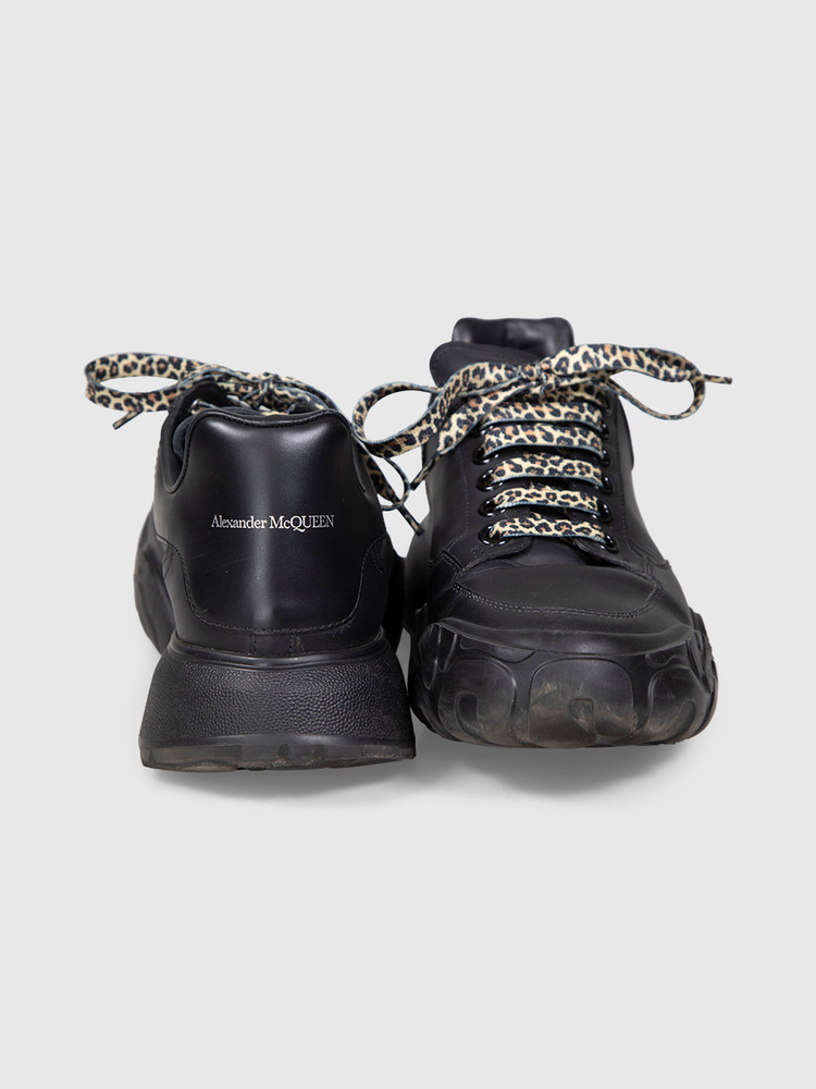 Alexander McQueen Oversized Black Leather Trainers