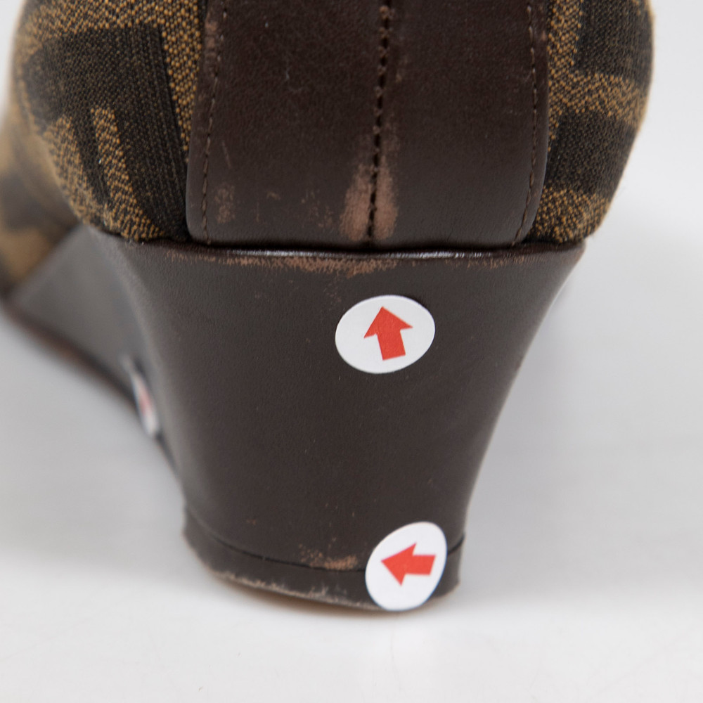 Fendi Brown Zucca Print Wedges
