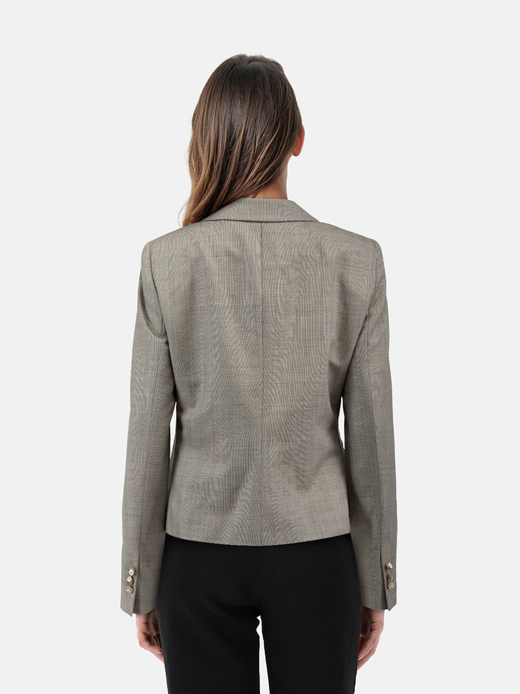 Giorgio Armani Grey Wool Mid Length Buttoned Blazer