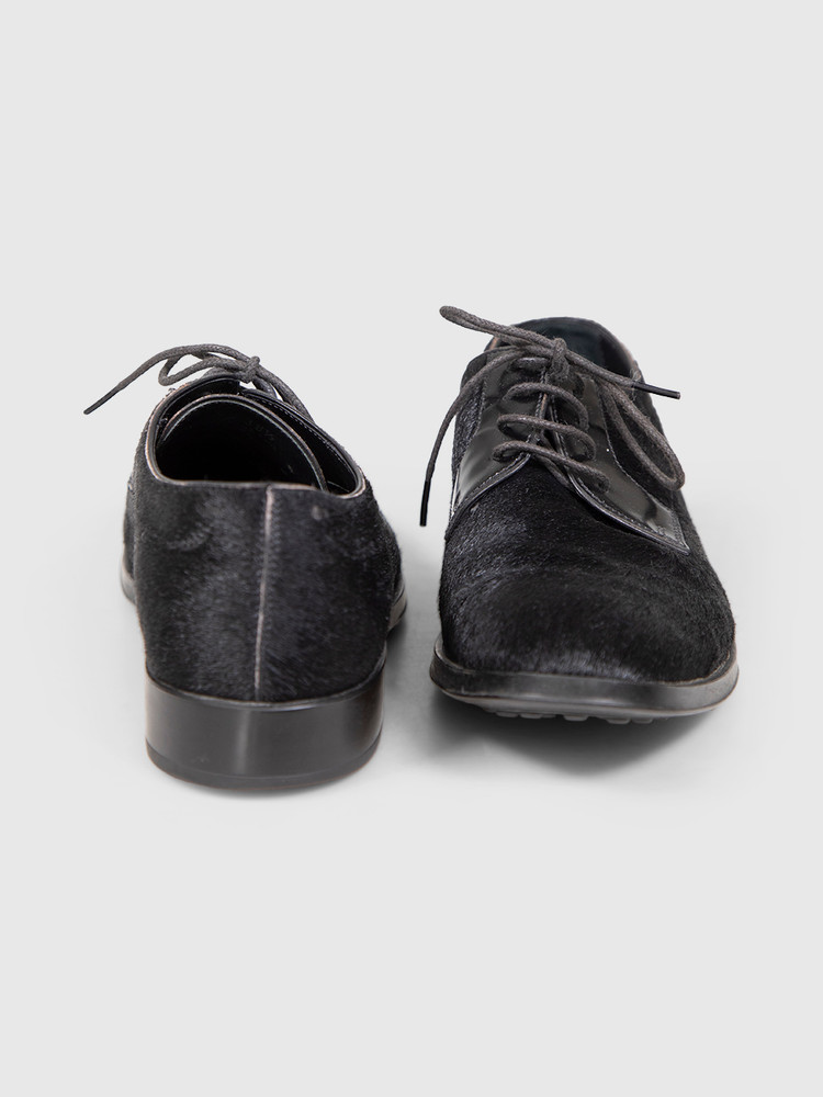 Tod's Black Ponyhair Oxford Loafers