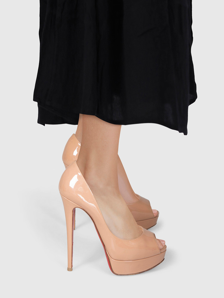 Christian Louboutin Beige Patent Calfskin Lady Peep 150