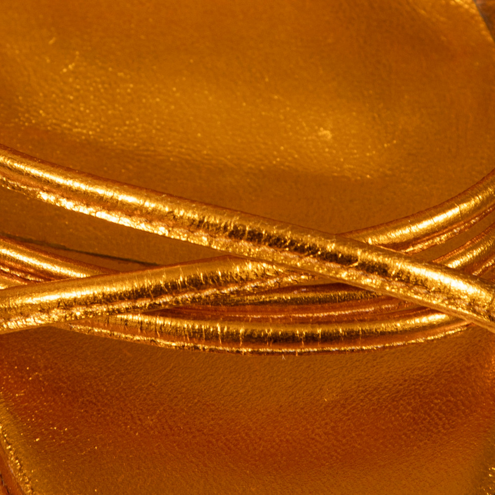 Paris Texas Orange Metallic Leather Platform Sandals
