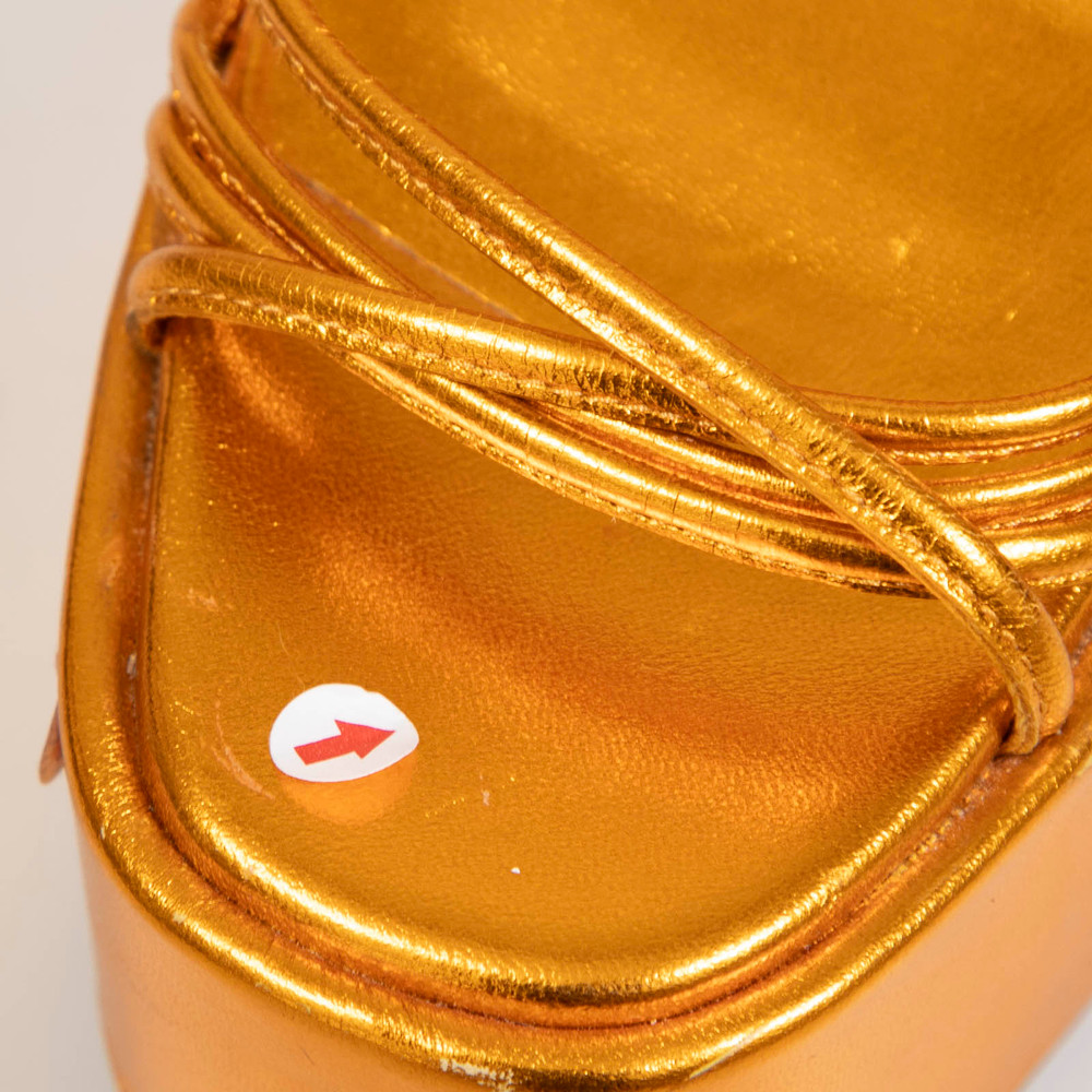 Paris Texas Orange Metallic Leather Platform Sandals