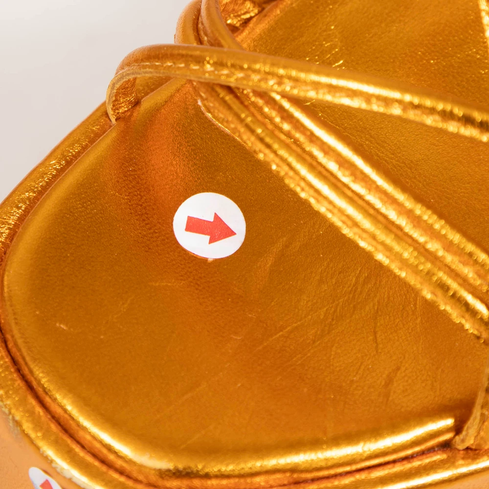 Paris Texas Orange Metallic Leather Platform Sandals
