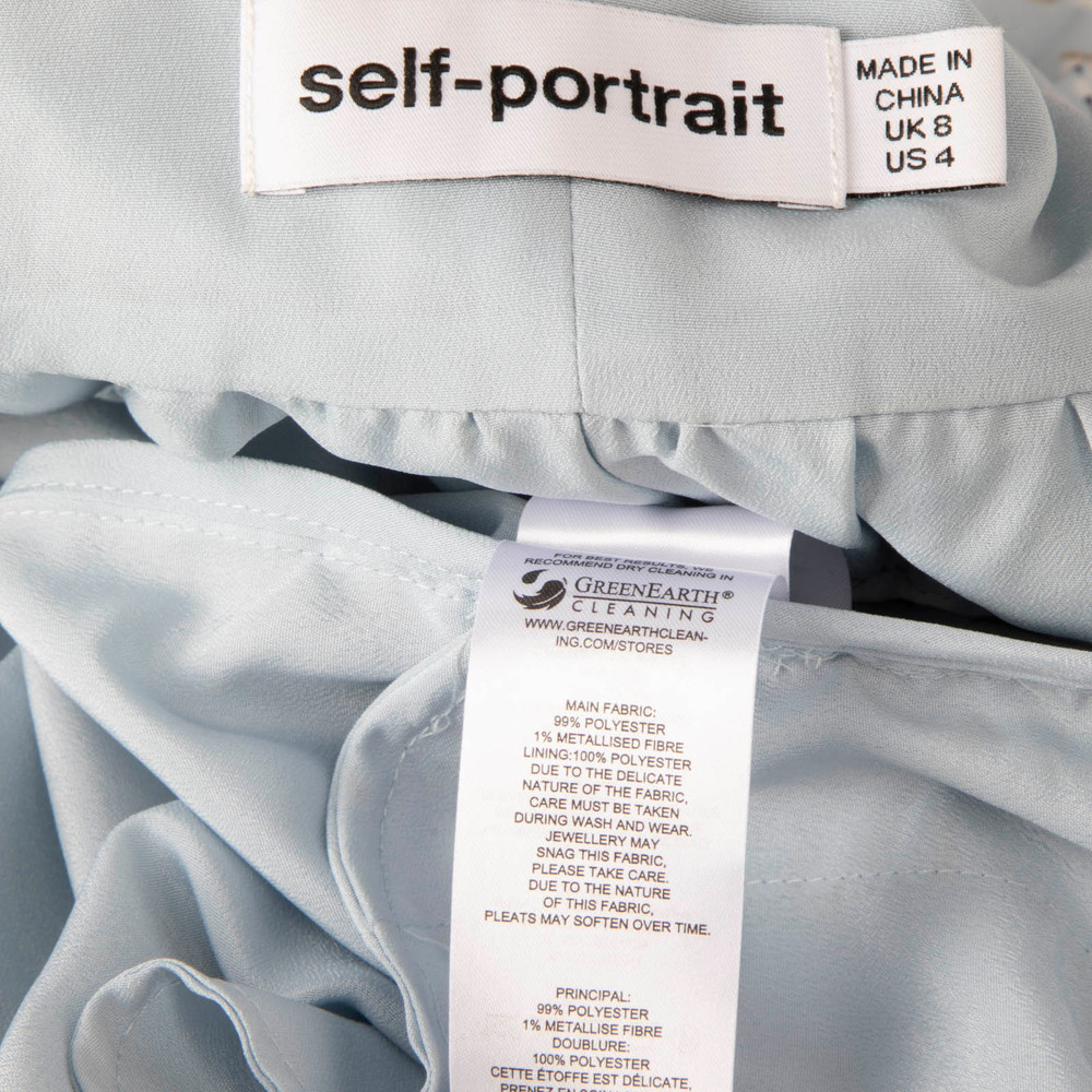 Self-Portrait Blue Metallic Floral Mini Dress