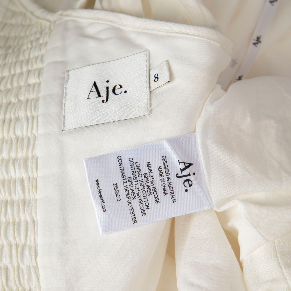 Aje White Adelia Ruffle Mini Dress