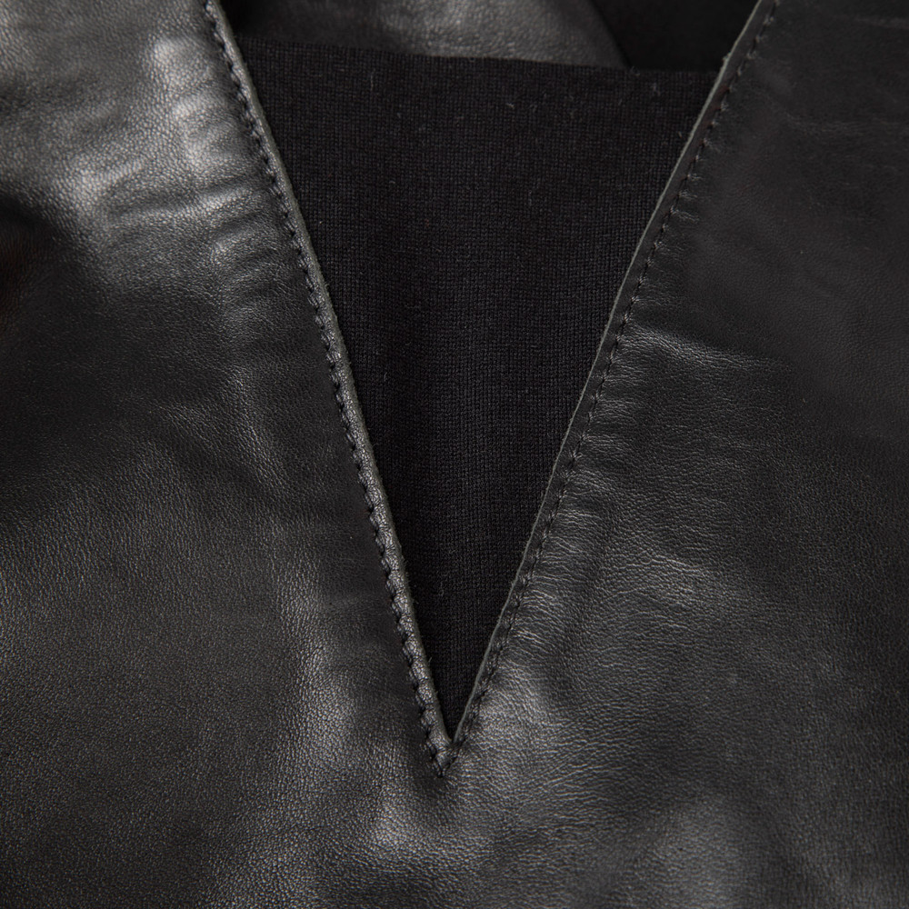 Maje Black Lamb Leather Mini Dress