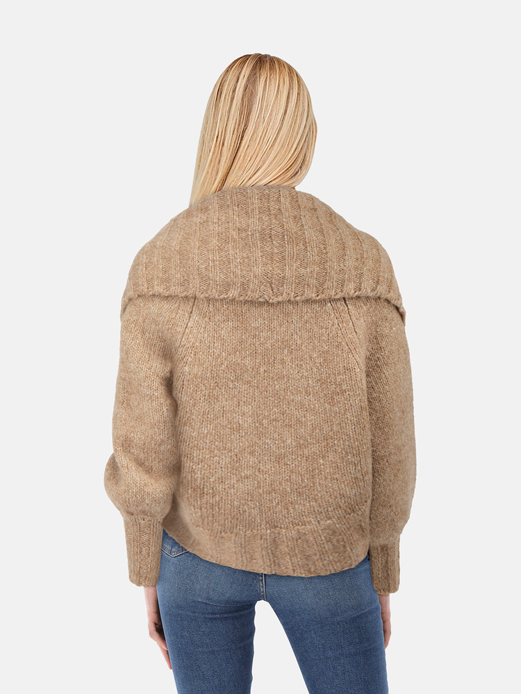 Cult Gaia Beige Knit Cropped Cardigan