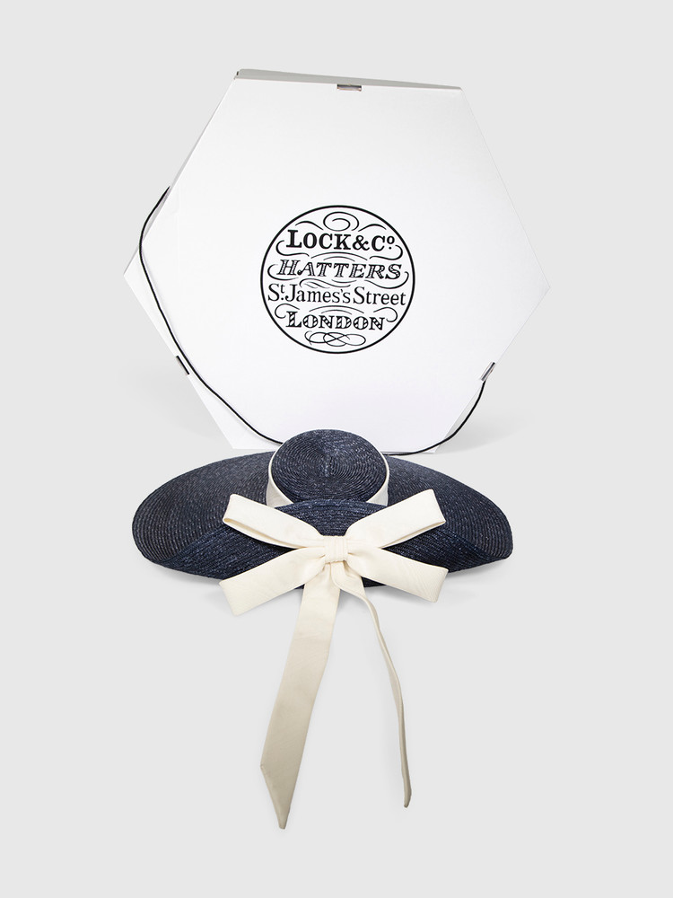 Lock & Co. Hatters Lady Grey Navy Wide Brim Hat