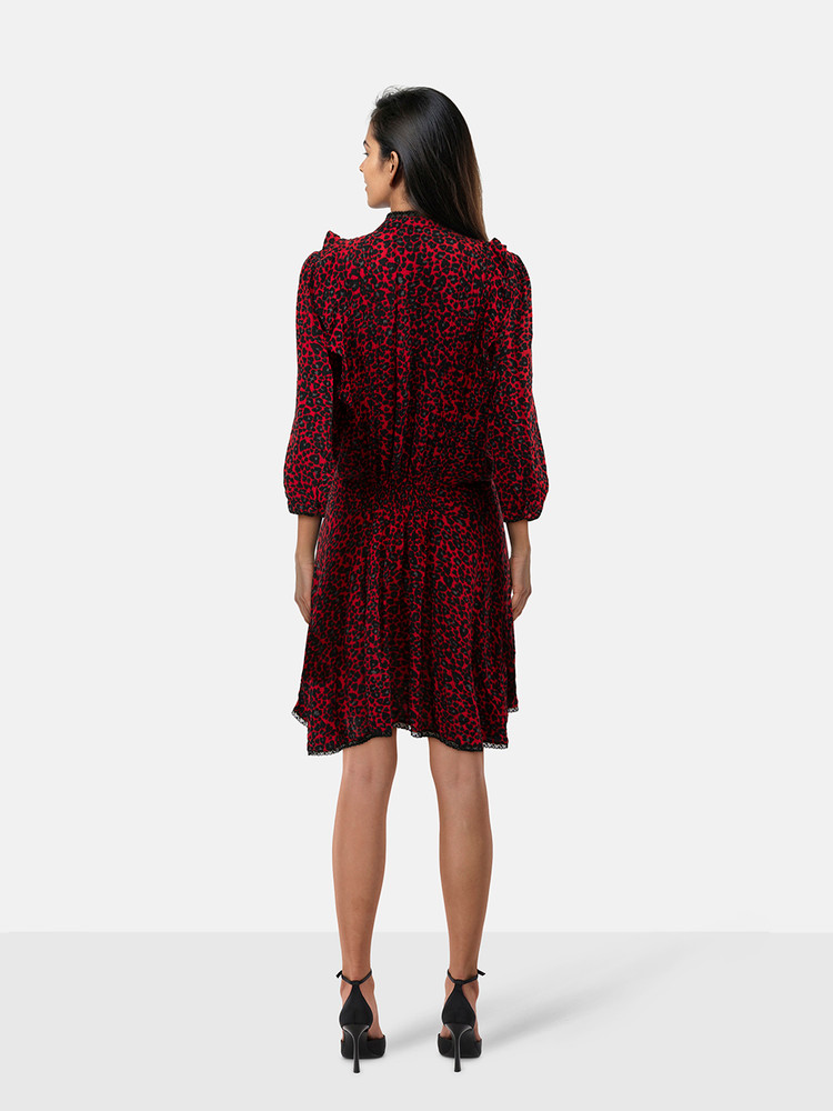 Zadig & Voltaire Red Leopard Print Midi Dress