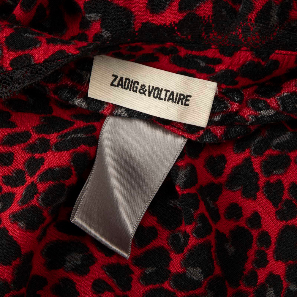 Zadig & Voltaire Red Leopard Print Midi Dress