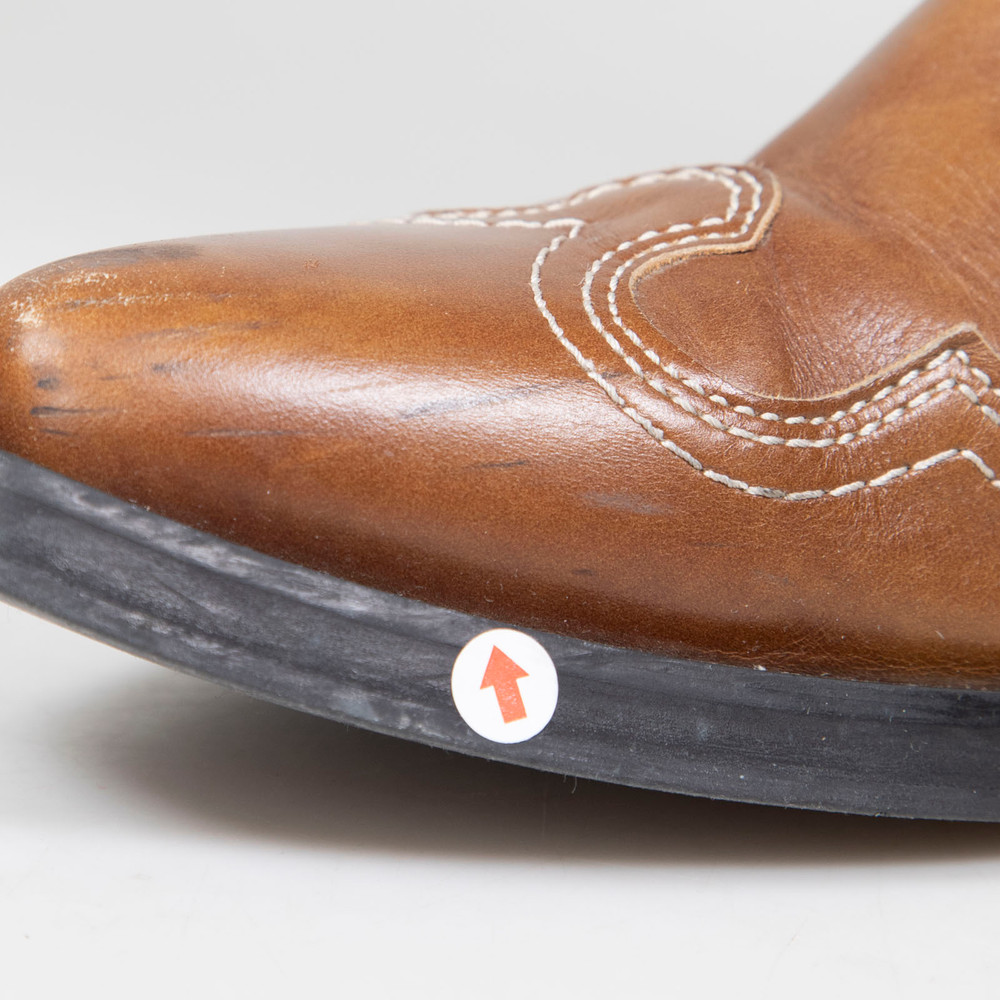 Ganni Brown Leather Embroidered Western Boots