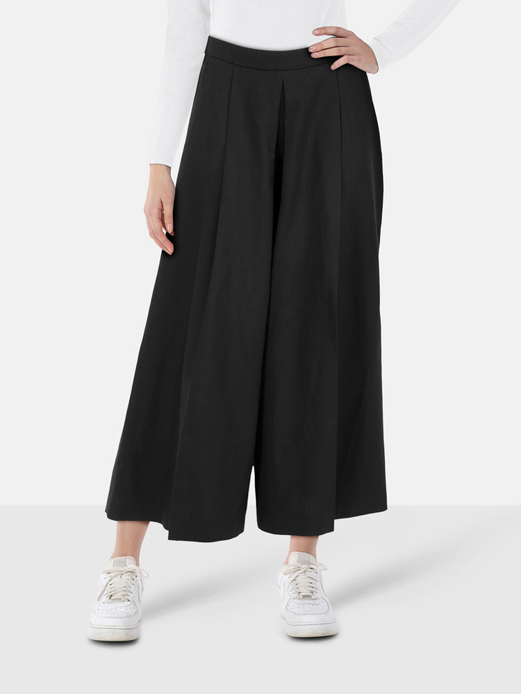 Alexander Wang Black Wide Leg Pleated Trousers