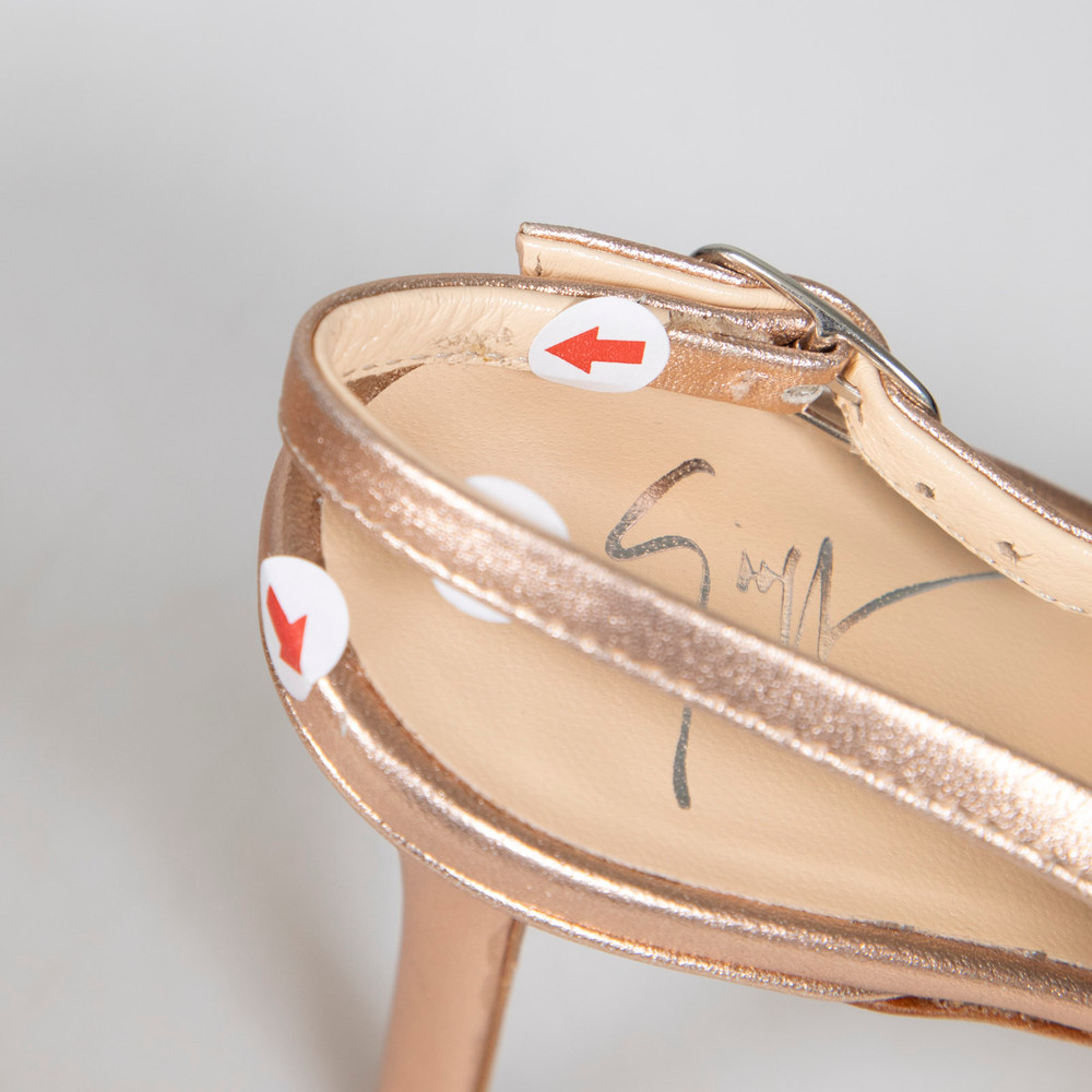 Giuseppe Zanotti Rose Gold Leather Sling Back Heels