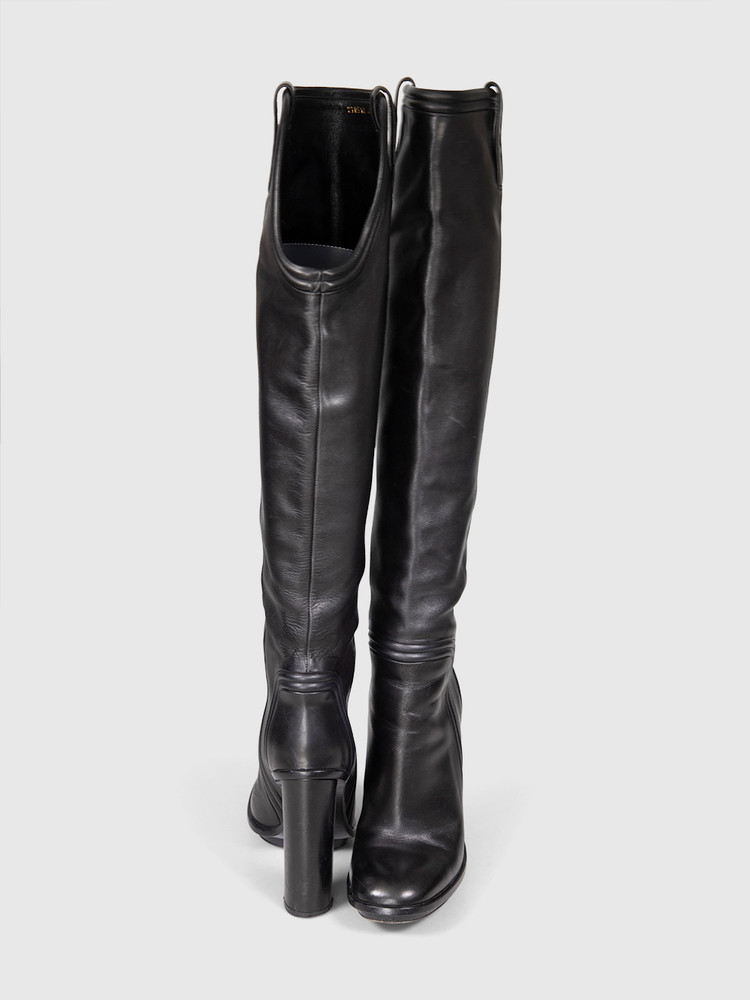 Gucci Black Leather Knee High Boots